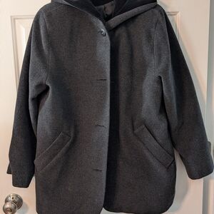Kristen Blake Black and Gray Hooded Coat